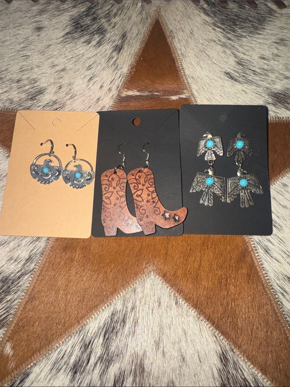Turquoise Accent Western Earrings Set - Women Jewelry LOT of 3